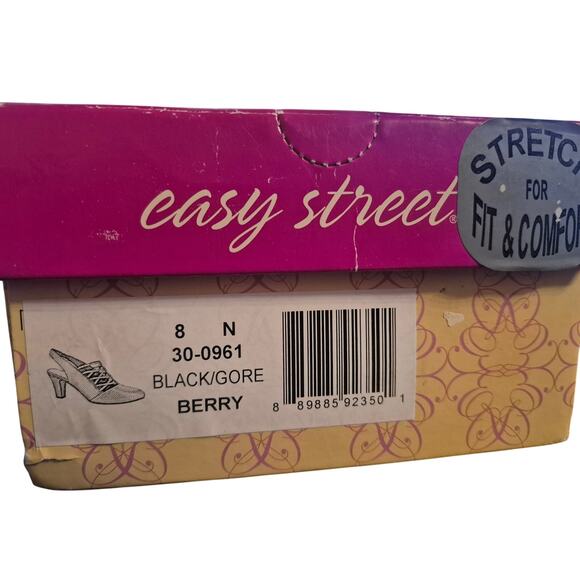 Easy Street Women Slingback Criss Cross Strap Sandals Berry Size US 8N Black - Picture 2 of 7